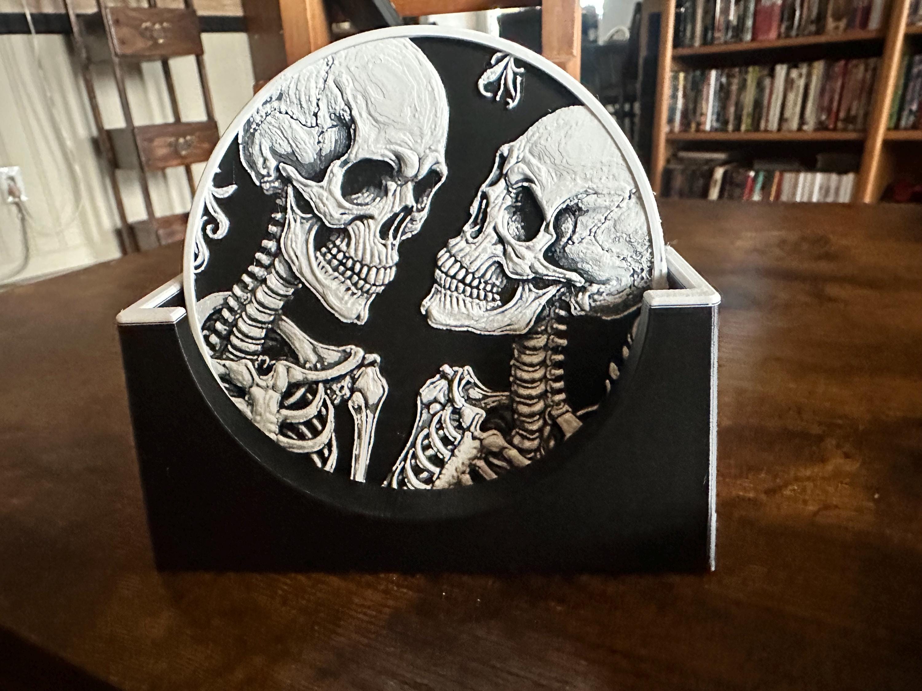 Skeleton Coasters with Holder