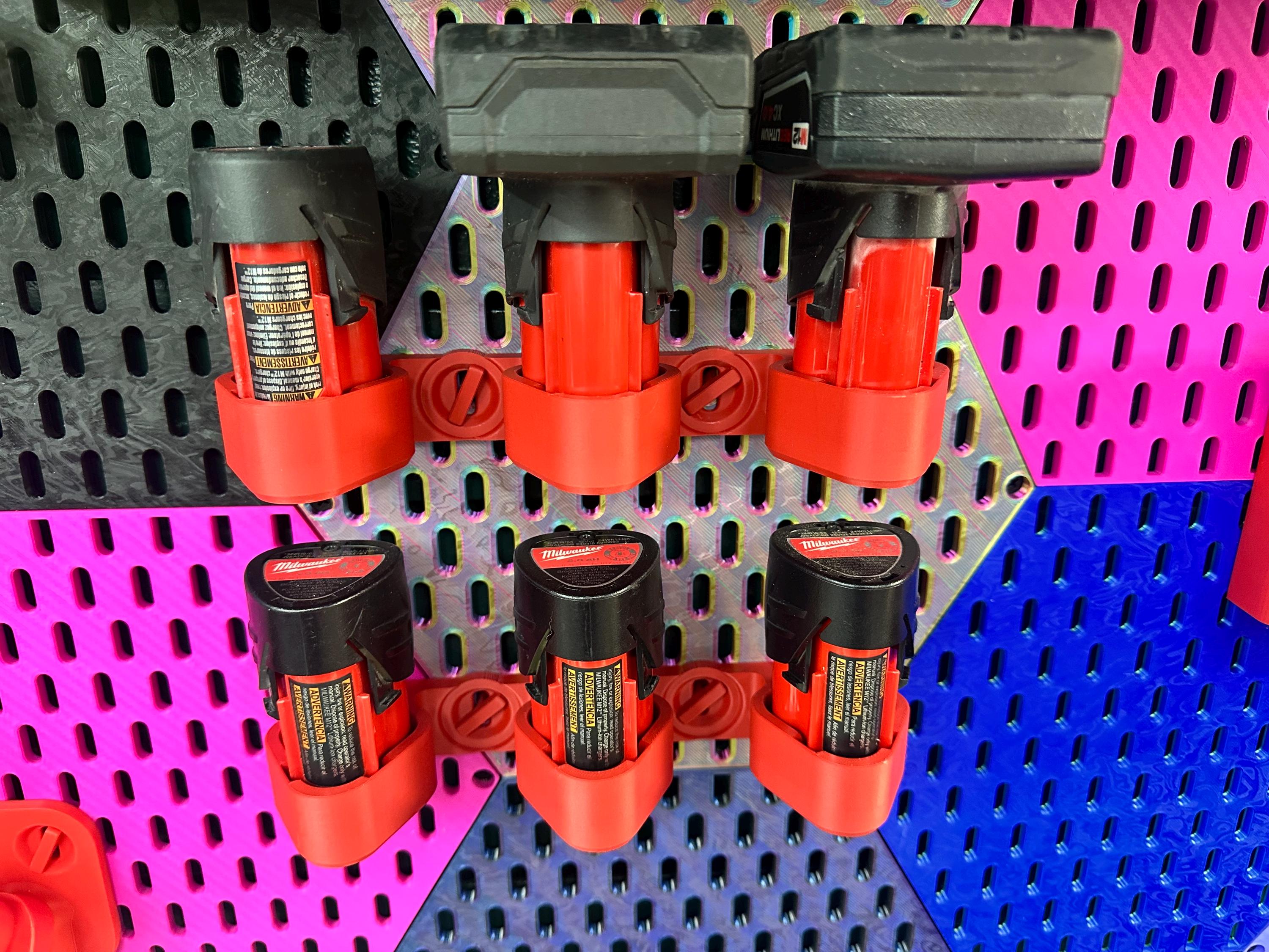 Milwaukee M12 battery holder (3 batteries) for IKEA Skadis