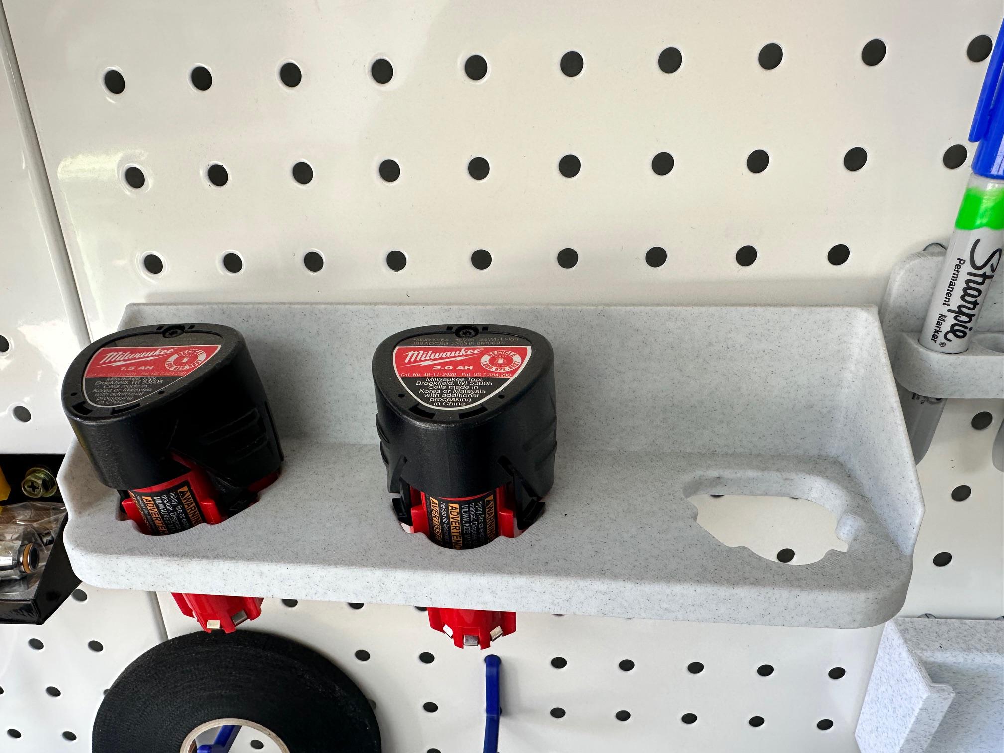 Milwaukee M12 3 Bay Battery Holder for Pegboard